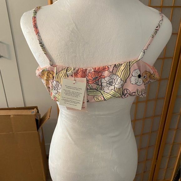 NWT Dippin' Daisy's Women's Floral Print Palisades Tie Front Bikini Top 2x Pink - Picture 3 of 6